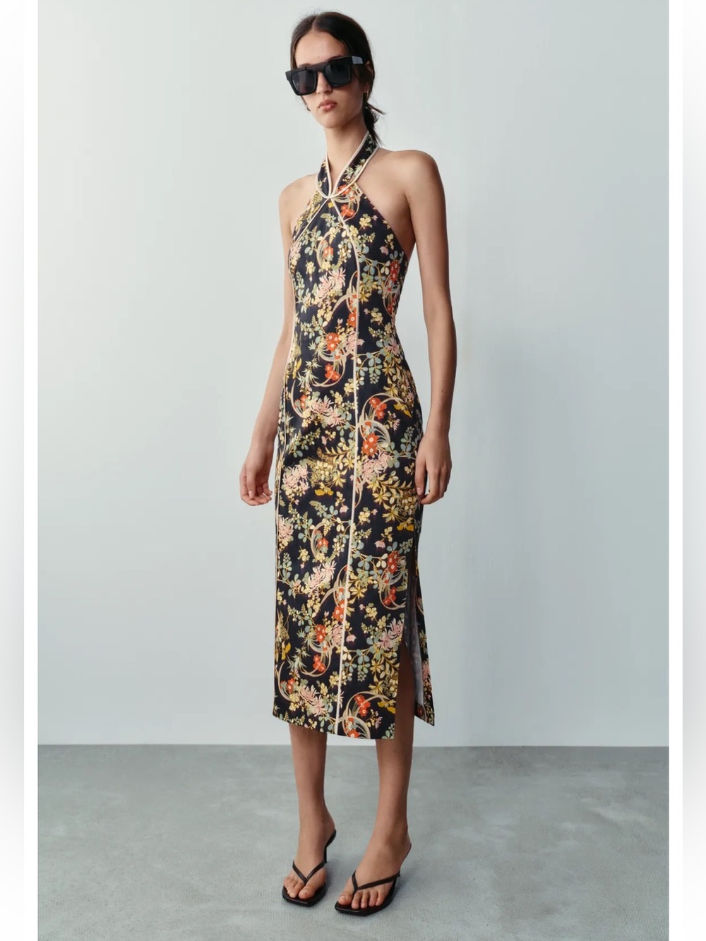 ZARA PRINTED HALTER DRESS
